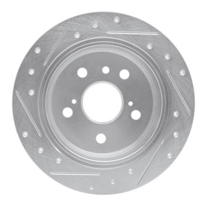 Lexus ES330 Brake Rotor (1) - Rear Right - R1 Concepts - Drilled & Slotted - Silver - `02-`08